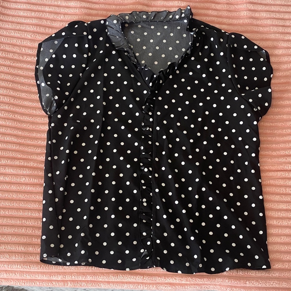Polka Dot  Black Blouse